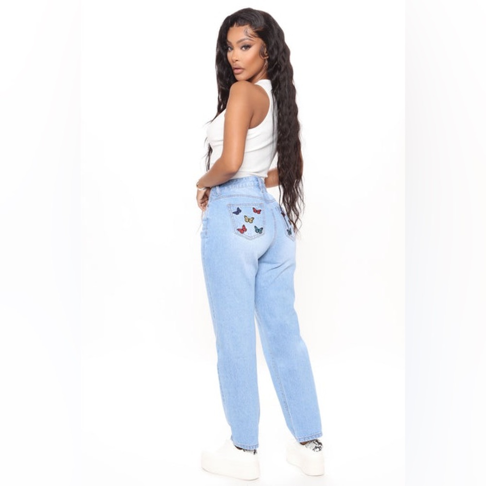 Fashion Nova Nature’s Angels Butterfly Mom Jeans